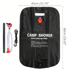 Portable Solar Shower Bag 20L Capacity for Outdoor Travel Hiking Camping