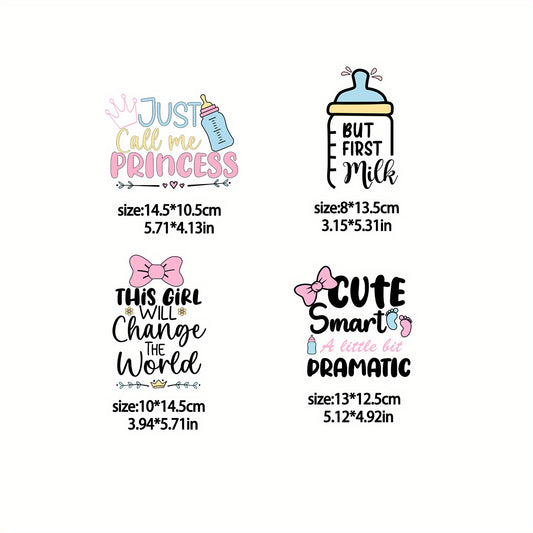 4pcs Bottle Iron Stickers Patch Heat Transfer Printing Stickers Diy T shirt
