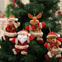 Christmas Ornaments Dancing Dolls Snowman Deer Bear Fabric Dolls