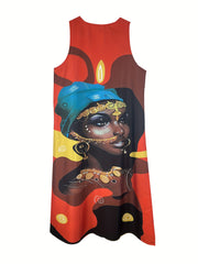 Cartoon Print Maxi Tank Dress