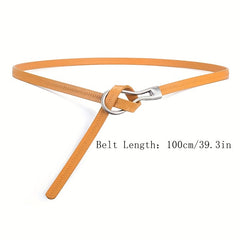 Vintage Oval Buckle Leather Belt Thin Dress Girdle