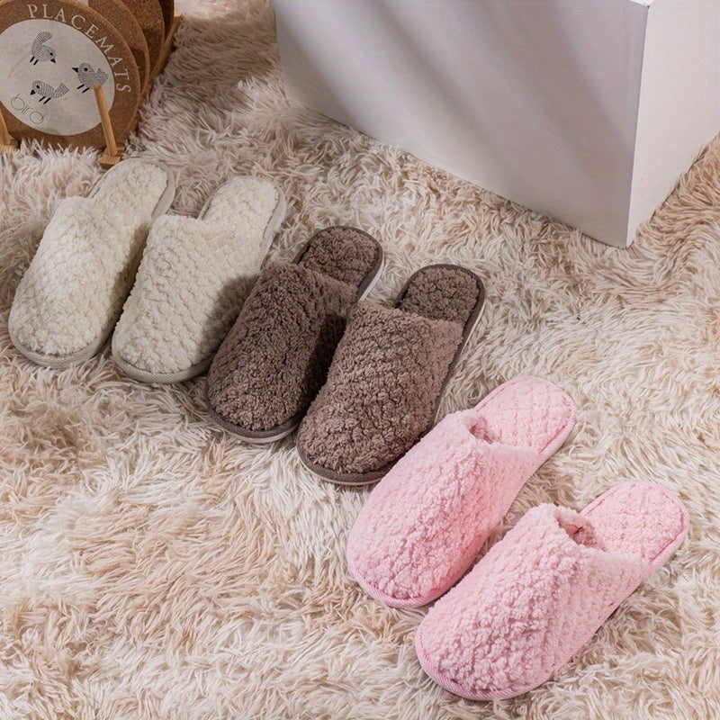 Women's Plush Indoor Slippers Winter Warm & Cozy Flat Shoes