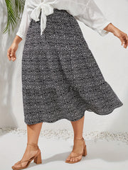 Women's Plus Dalmatian Print Maxi Skirt with Pockets