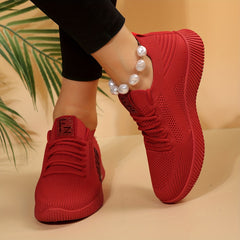 Women's Mesh Breathable Lace Up Sneakers Non slip Sports Shoes