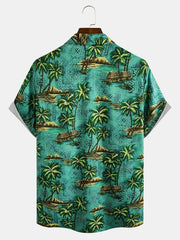 Men's Short Sleeve Hawaiian Shirts Beach Button Up Summer