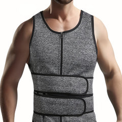 Men's Sweat Sauna Vest with Compression Waist Belts and Back Support