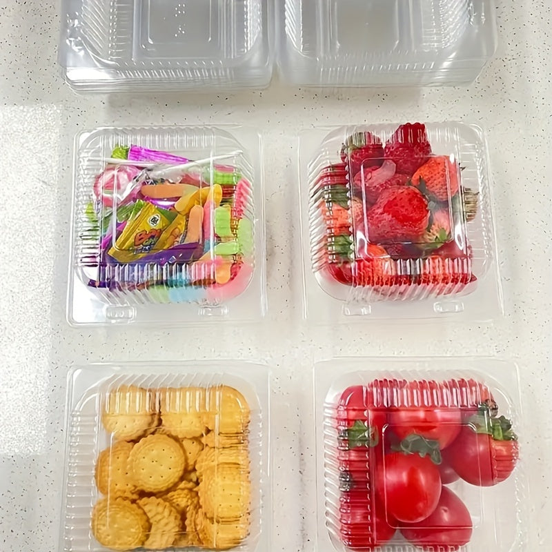 50pcs Plastic Flip Top Takeout Tray Disposable To Go Container
