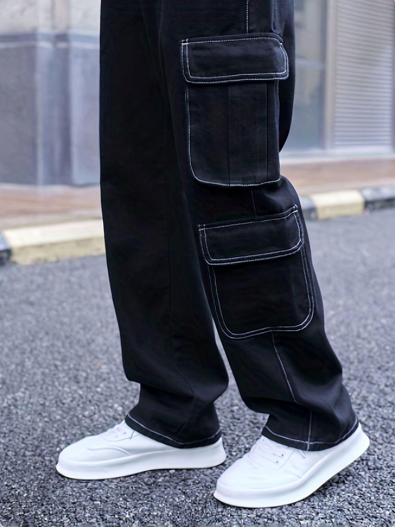 Men's Cargo Denim Pants Loose Fit Street Style Jeans