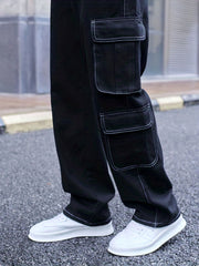 Men's Cargo Denim Pants Loose Fit Street Style Jeans