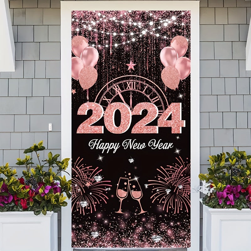 1pc Year Door Banner Party Decoration Supplies Happy Year Party Background