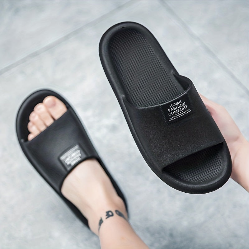 Men's Non Slip Letter Print Slides, Open Toe Slippers