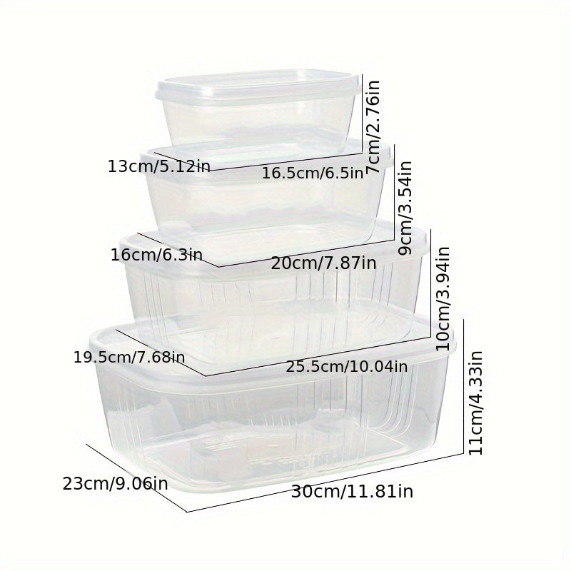 4pcs Fresh Keeping Box Household Classification Storage Salad Bowl