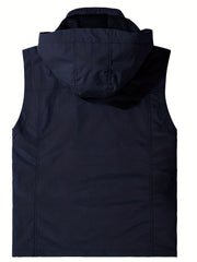Men's Zipper Pockets Cargo Vest with Hood