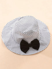 3pcs Baby Girls Lace Off shoulder Tops Polka Dot Skirt Hat Summer Clothes Sets