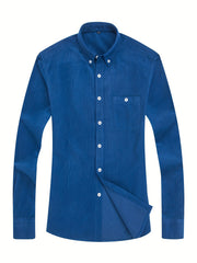 Men's Casual Button Up Long Sleeve Shirt With Chest Pocket