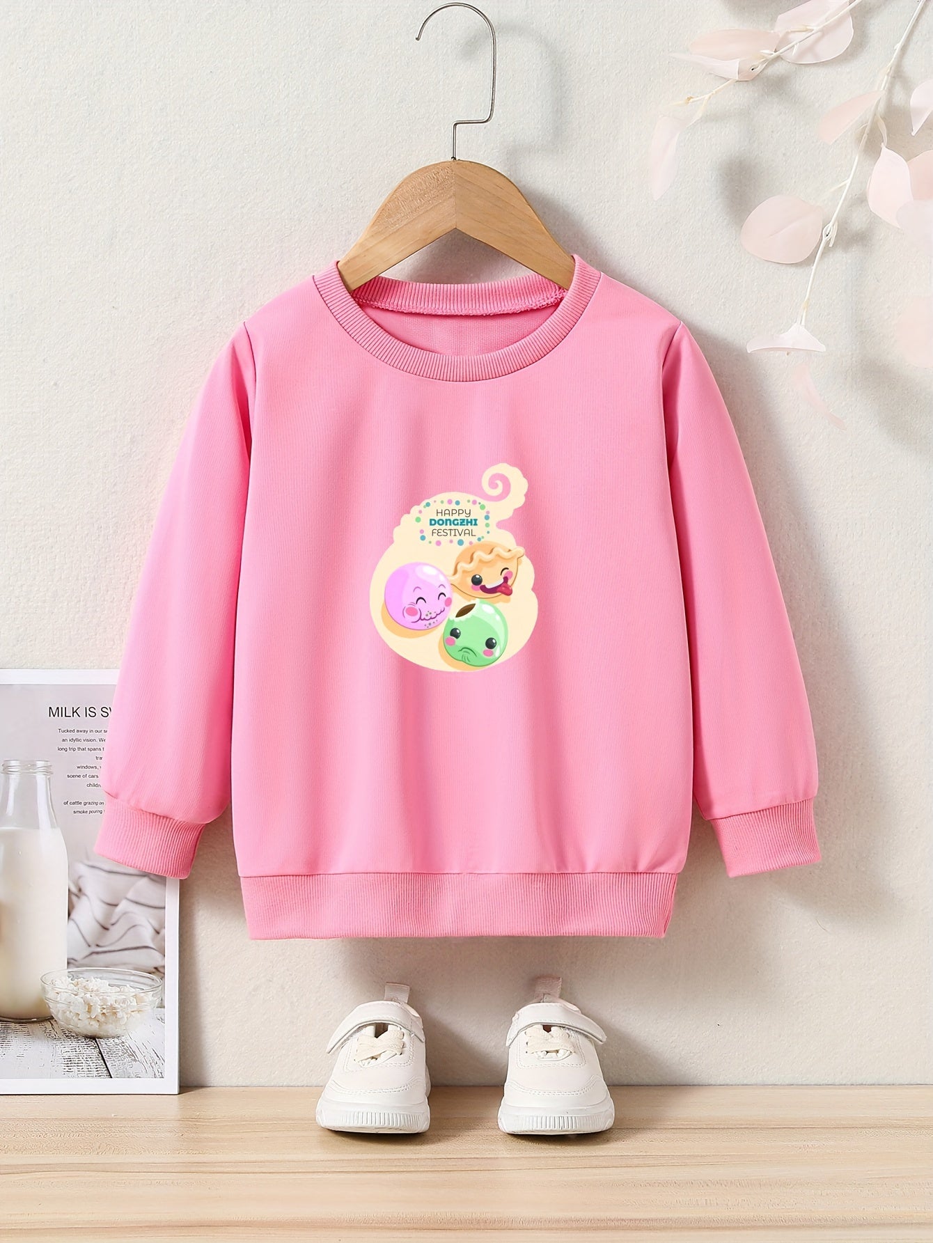OERYUI Kids Happy Dongzhi Festive Print Sweatshirt