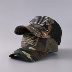 Mens Camouflage National Flag Letter Mesh Cap
