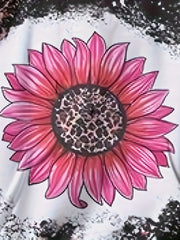 3D Sunflower Graphic Leopard Print Hoodies Girls Comfy Pullover Tops