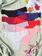 7pk Seamless Lace Bikini Panties Breathable Low Waist Lingerie