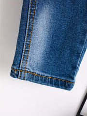 Boys Elastic Waist Ripped Jeans Denim Pants