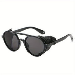 Steampunk Leather Sunglasses Wide Edge Vintage Style