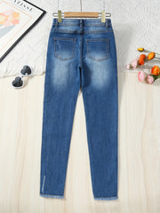 Girls Slim Fit Denim Pants with Pocket