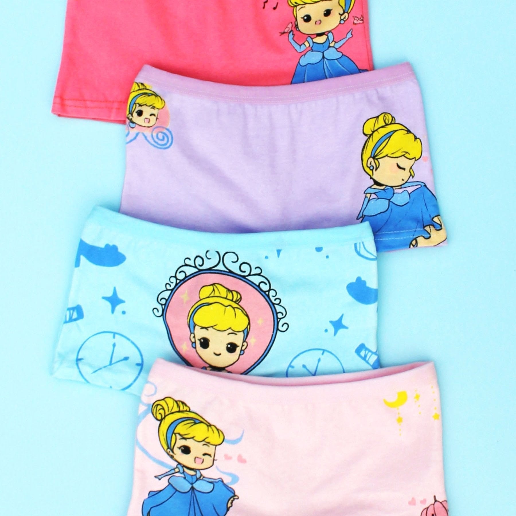 4pcs Princess Print Girls Panties Kids Cotton Boxer Briefs