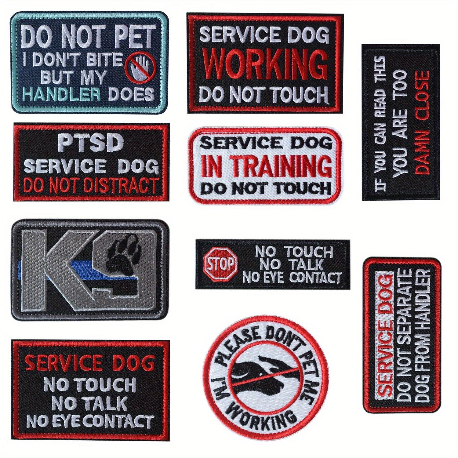 J CARP 10Pcs Service Dog Patches for Men Tactical Pet Training Fasten