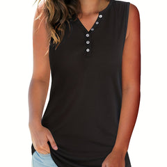 Casual V Neck Sleeveless Tank Top for Women