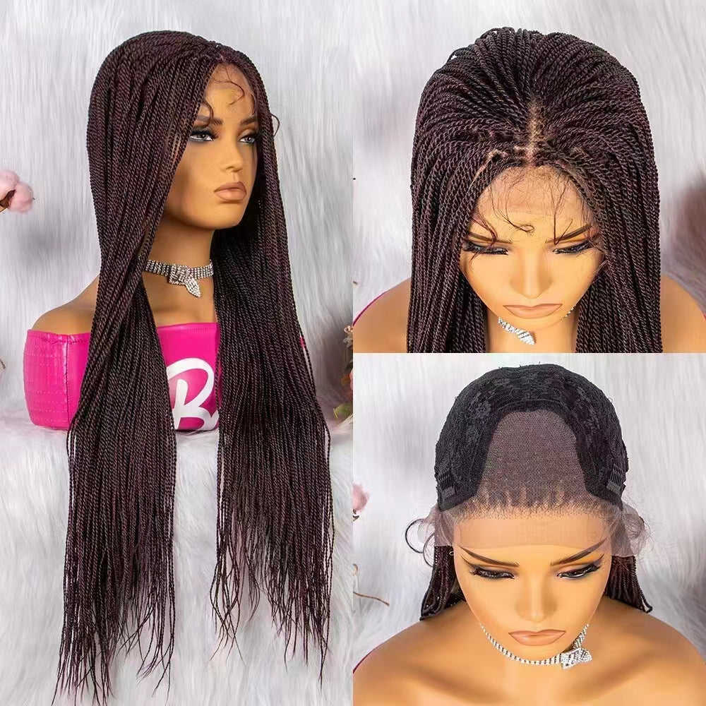 Thin Twist Braided Wigs Knotless Synthetic Hair Lace Front Wigs