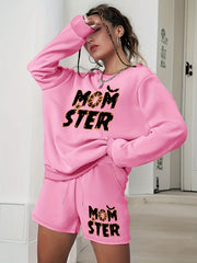 Halloween 2pcs Set Graphic Sweatshirt & Shorts Outfit