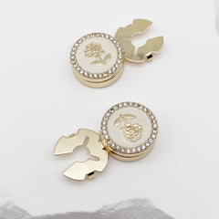2 Rhinestone Rose Pattern Button Covers - Fashionable Novelty Hidden Buttons