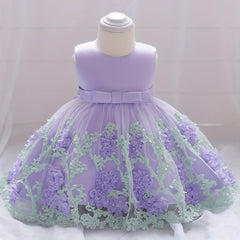 Baby Girls Floral Embroidery Mesh Sleeveless Princess Dress