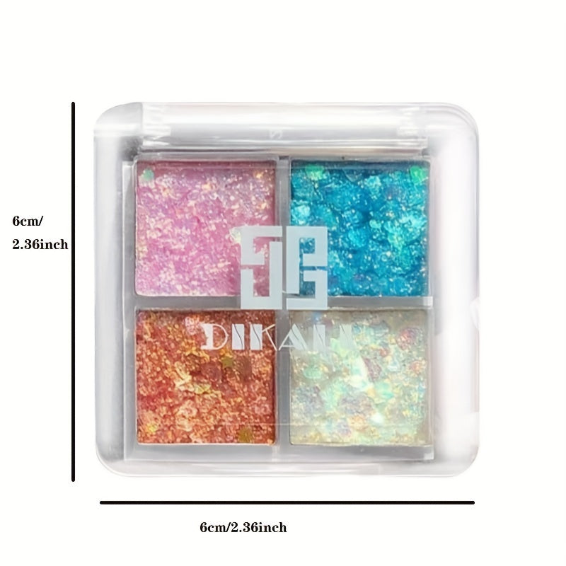 4-Color Glitter Eyeshadow Palette for Parties & Events