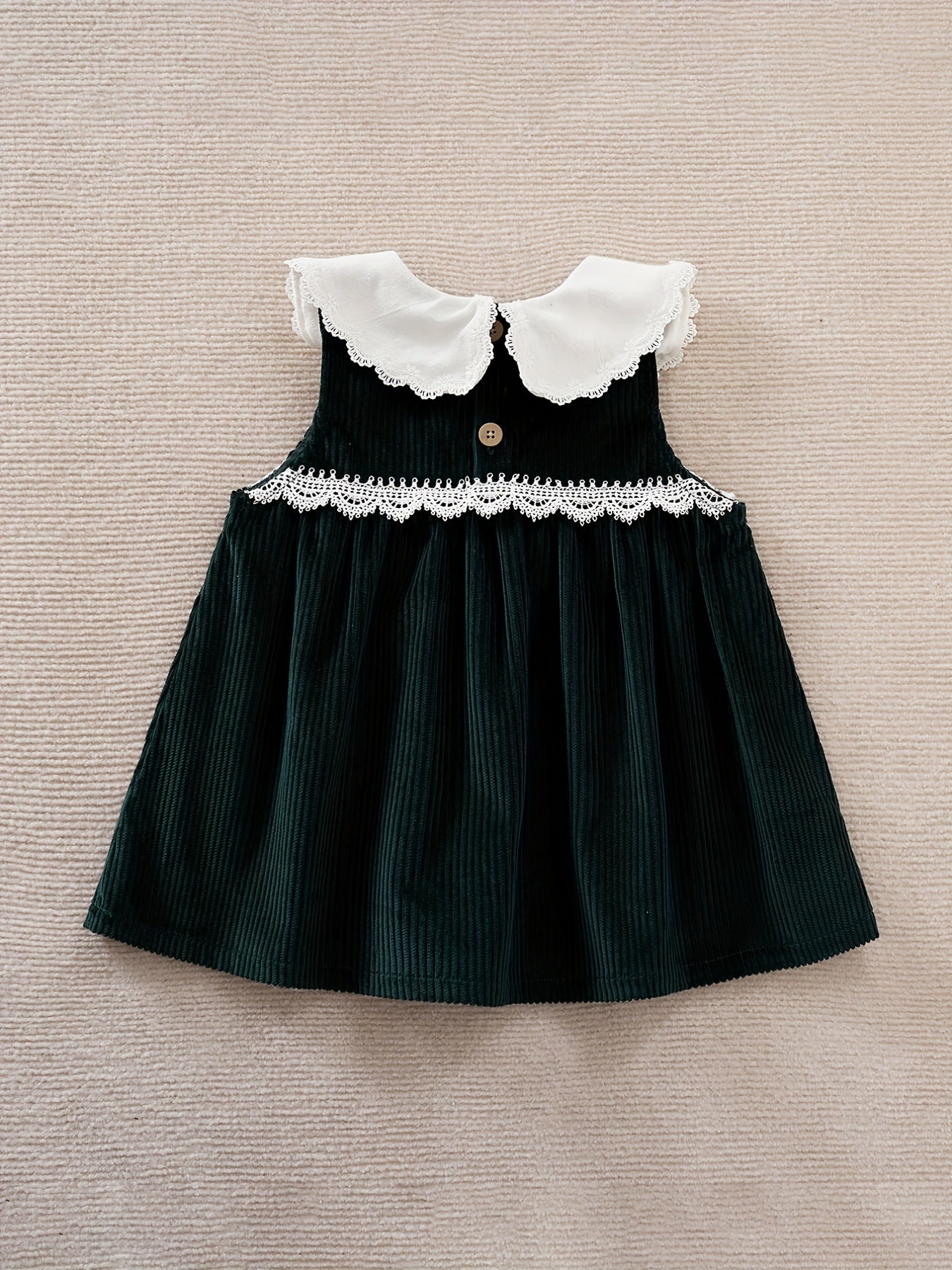 Corduroy Lace Trim Baby Girls Dress