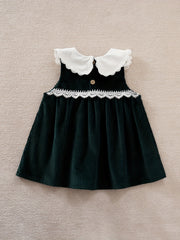 Corduroy Lace Trim Baby Girls Dress