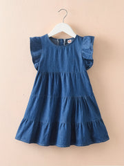 Girls Ruffled Summer Dress Sleeveless Kids Clothes