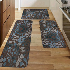 Waterproof Non Slip Kitchen Rug Floral Set