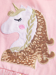 Girls Unicorn Embroidery Heart Patchwork Dress