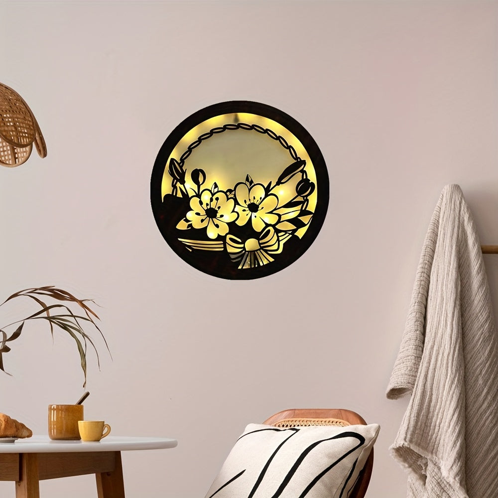 LED Lamp Fairy Tale Story Shape Retro Wooden Hanging Wall Sticker