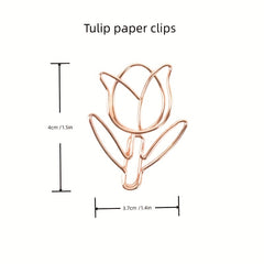 20pcs Rose Tulip Paper Clips Flower Bookmarks for Home & Office