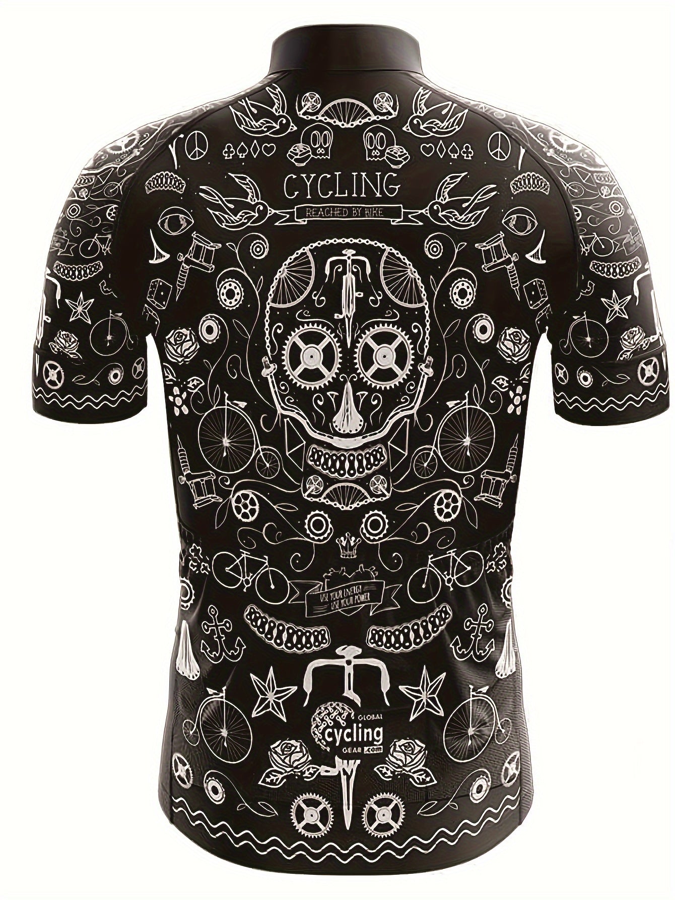 YTCYCLE Men's Zip Up Skull & Graffiti Cycling Jersey