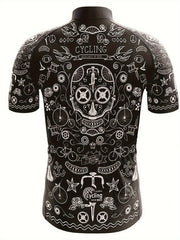 YTCYCLE Men's Zip Up Skull & Graffiti Cycling Jersey