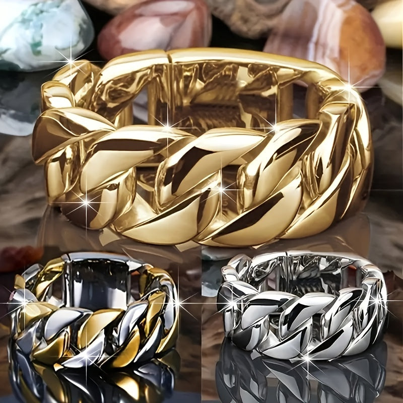 Men's Two Tone Chain Pattern Ring