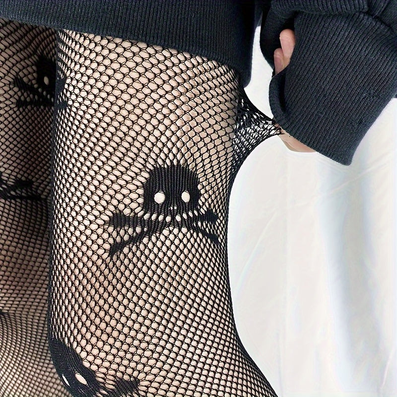 Skull Fishnet Tights Halloween High Waist Pantyhose