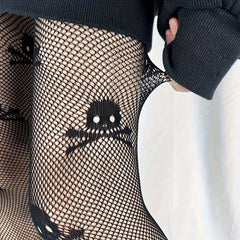 Skull Fishnet Tights Halloween High Waist Pantyhose