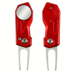 Foldable Golf Divot Repair Tool Magnetic Marker Green Fork