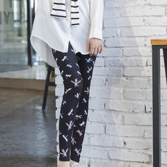 Dragonfly Print Skinny Leggings Women's Casual Stretchy Leggings