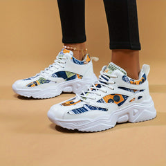 Women's Lace Up Running Shoes Thick Bottom Sneakers