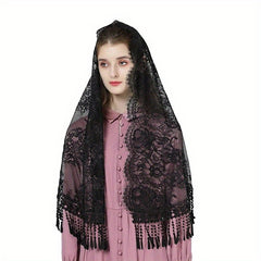 Bridal Mantilla Veil Ivory Lace Polyester Fiber